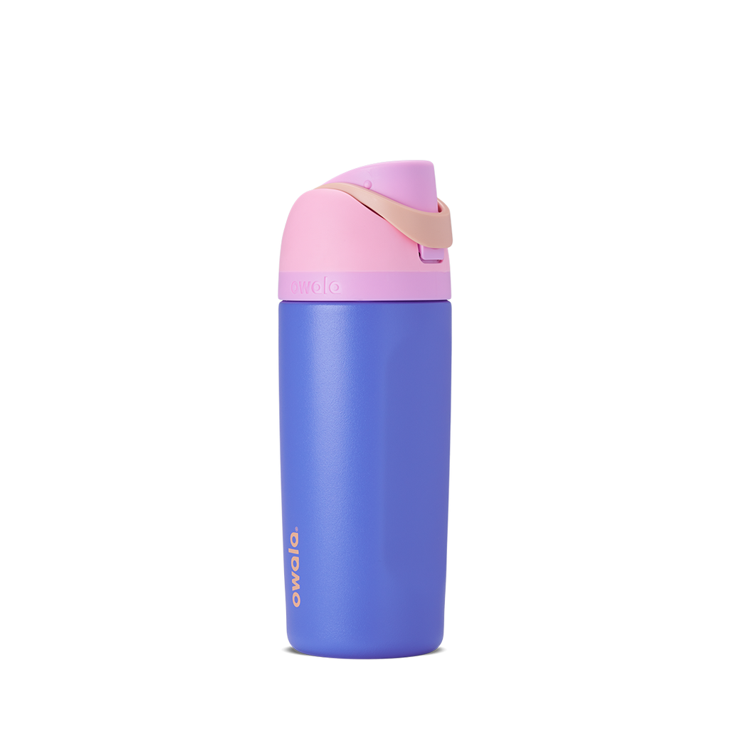 Kids FreeSip 16oz in Read My Lips, bold fuchsia hot pink insulated bottle with matching pink flip cap and pink carry loop